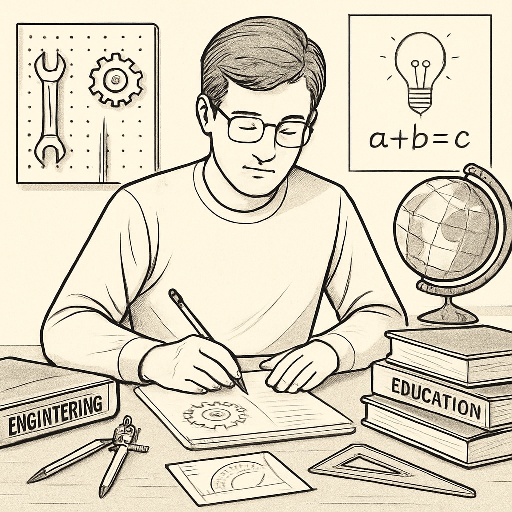 Student working on an engineering and education project in a university setting.
