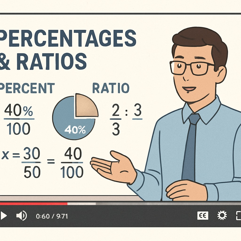 YouTube video tutorial on percentages and ratios for application math.