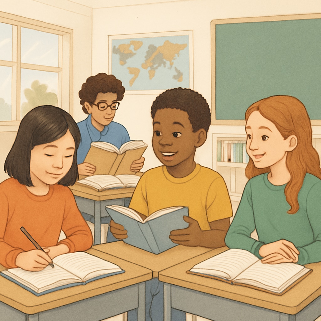 Diverse students in a classroom, representing educational equity.