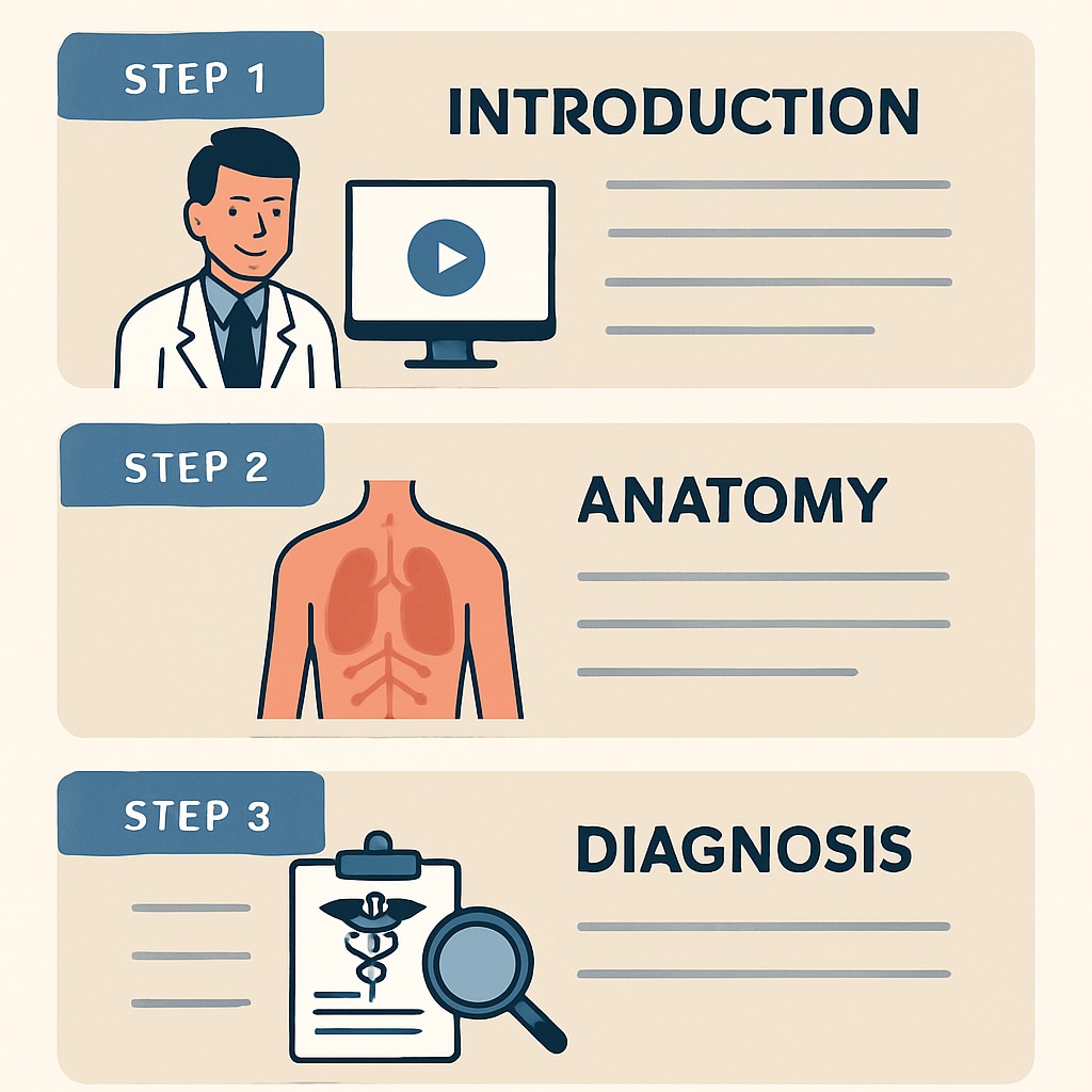 Infographic showing tiered modules in an online medical learning course for K12 students.