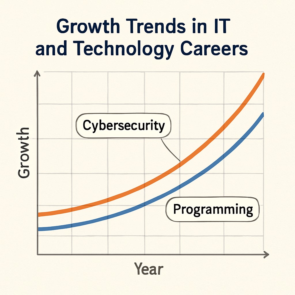 IT and technology career growth trends graph.