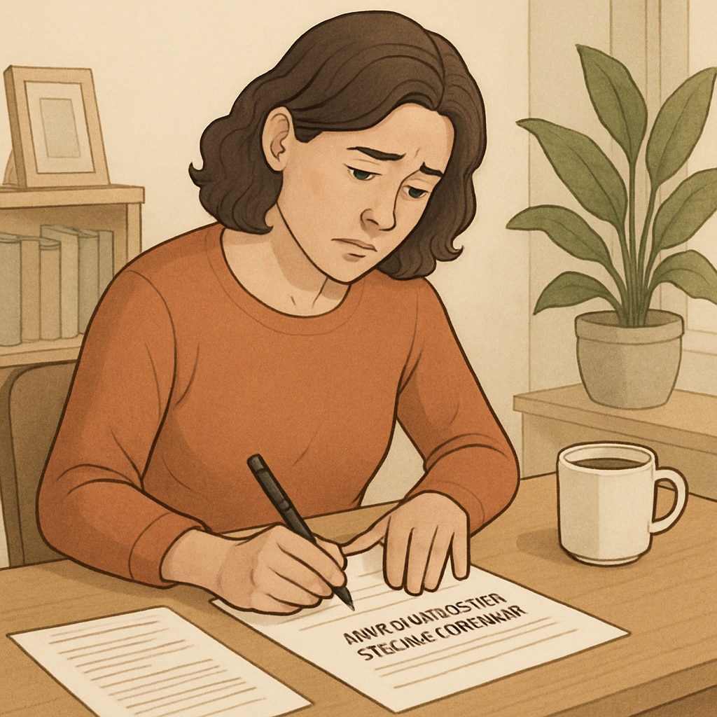 A concerned parent filling out application forms for her special education needs child. A concerned parent addressing special education needs and school application delays.