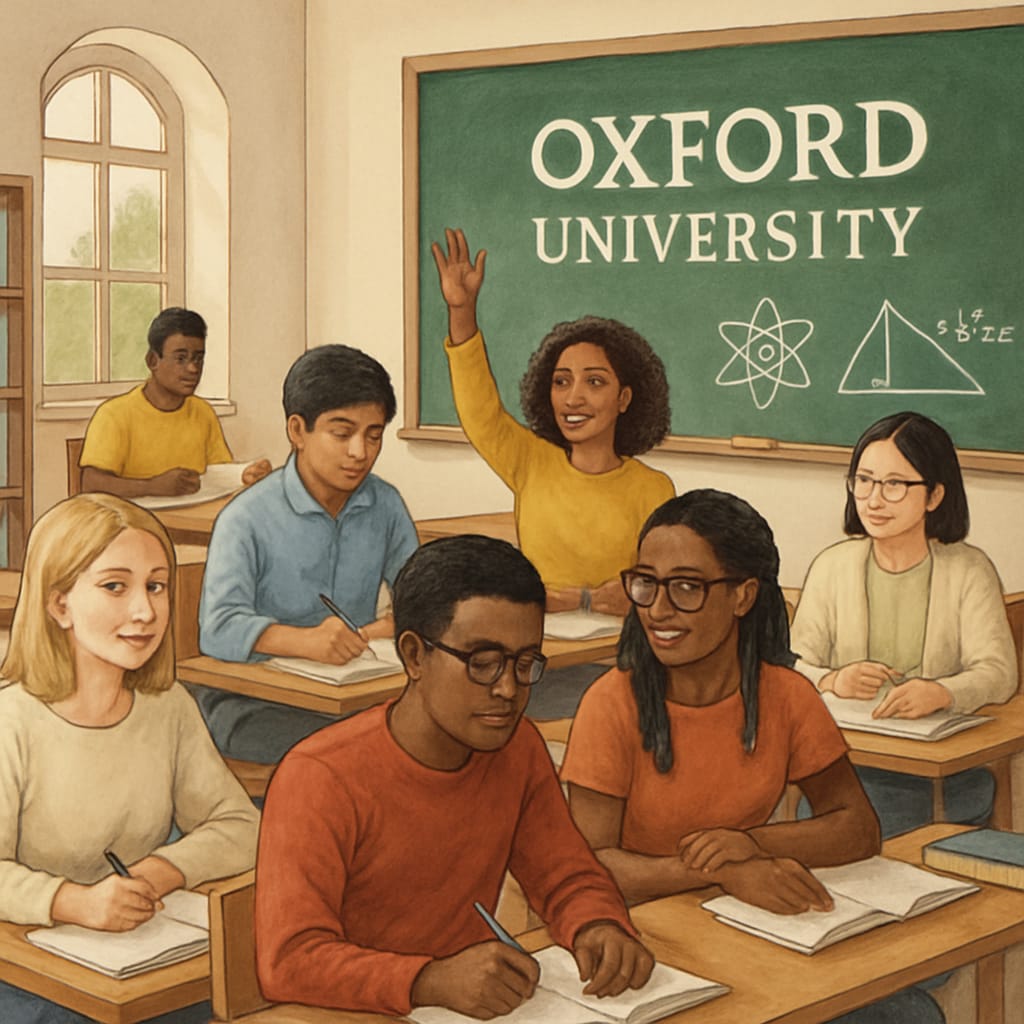 Diverse classroom at Oxford University, representing education equity for immigrant students.