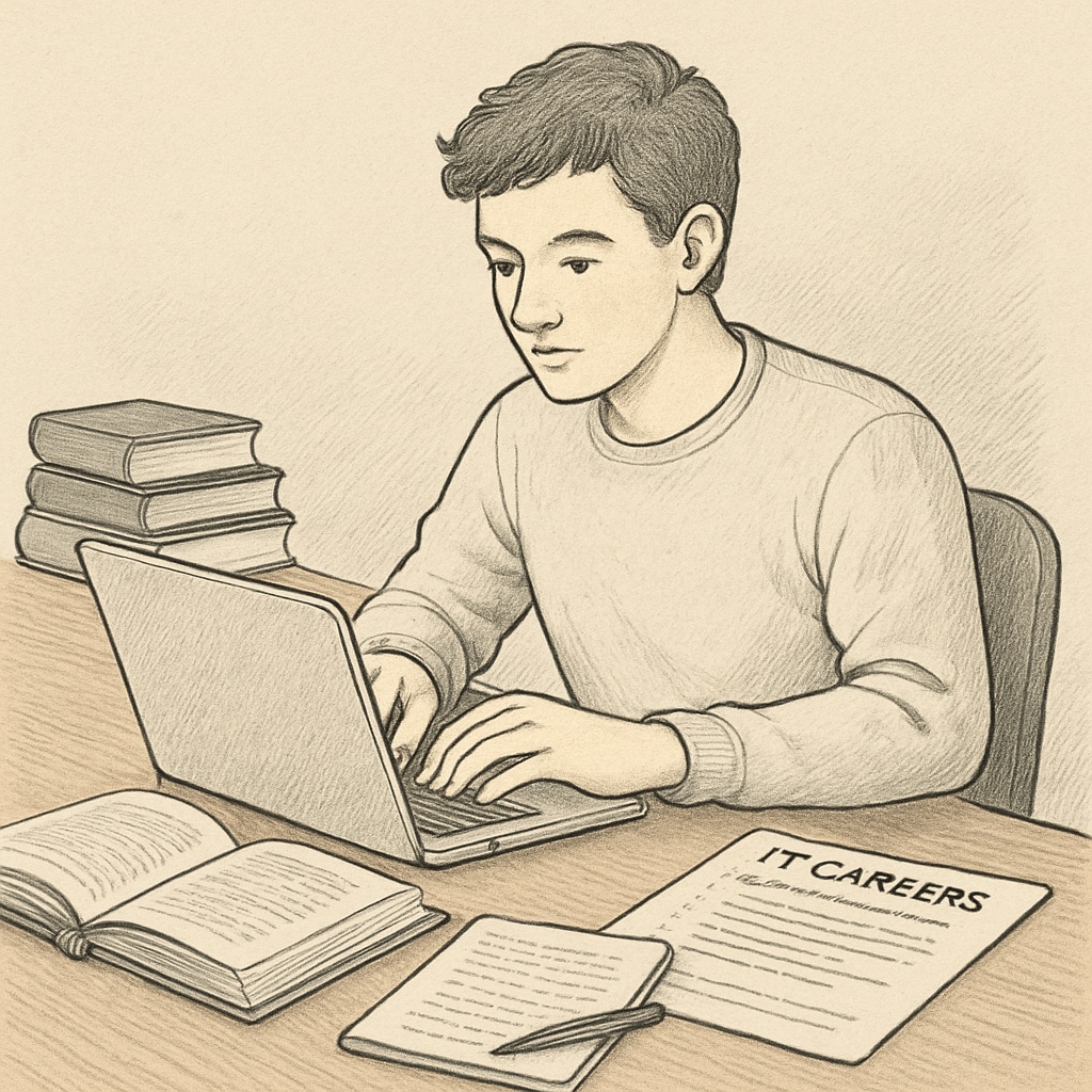 University student exploring career choices in IT and technology.