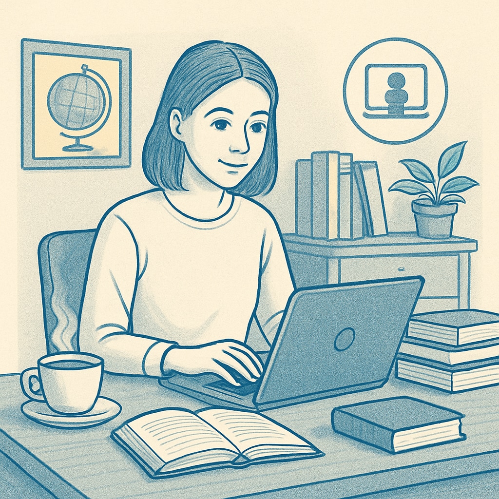 A student working on a laptop at home, symbolizing online education and flexibility for gifted learners. Online education for gifted students at Khan World School and ASU dual enrollment.