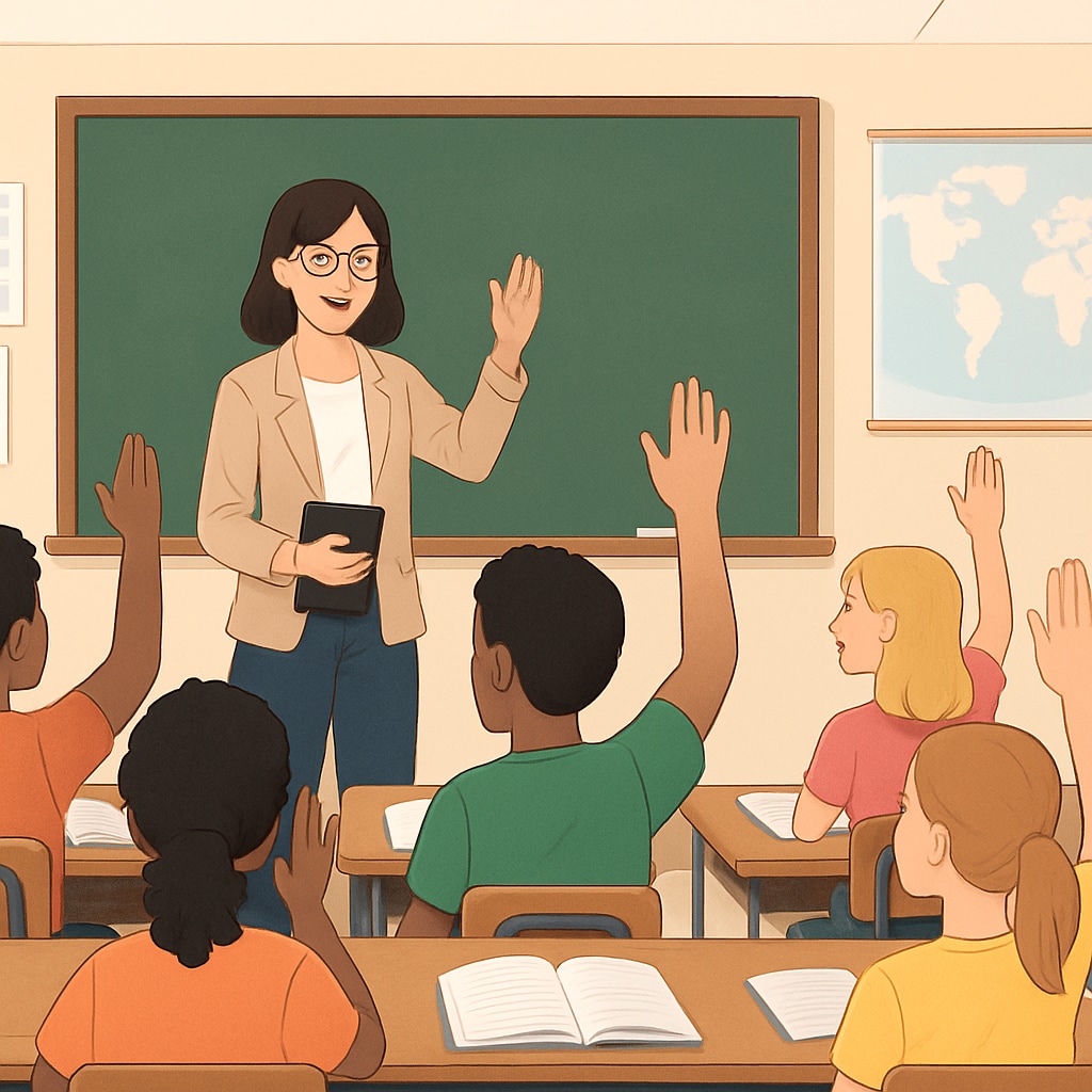 Students actively participating in class, emphasizing the importance of school attendance.