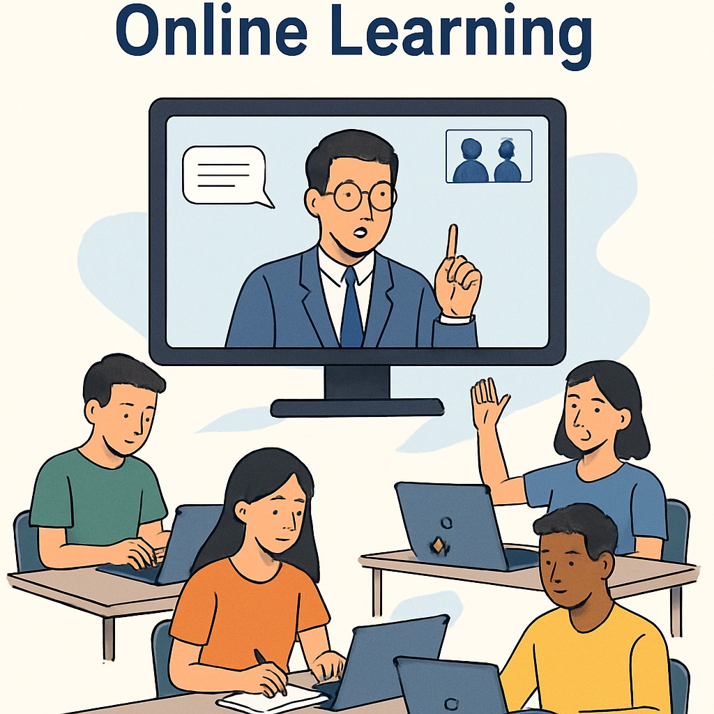 An image showing students engaging in an online learning session with laptops, symbolizing the dual enrollment program's flexibility and innovation. Students participating in Khan World School and ASU's dual enrollment online education program.