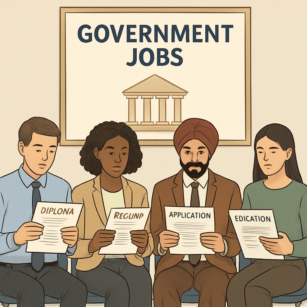 Job applicants discussing education requirements for government roles.