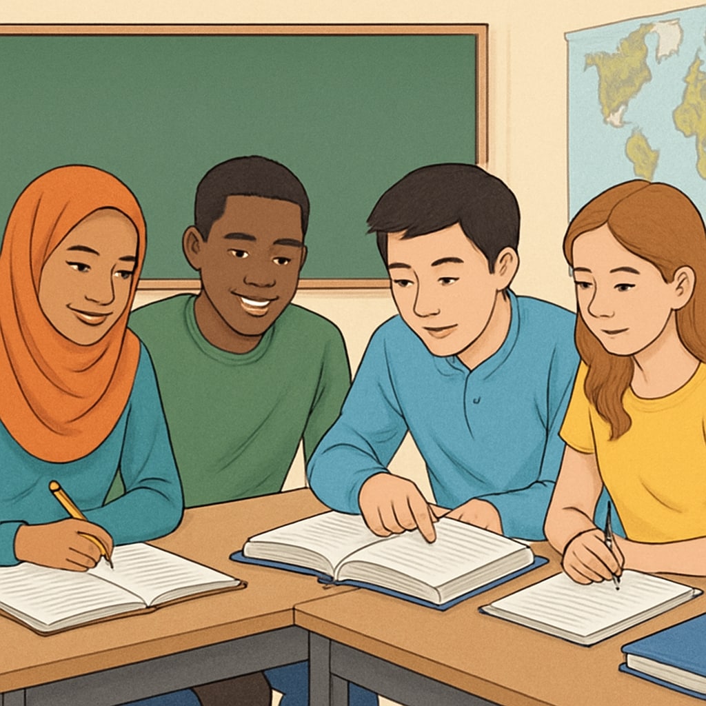 Diverse students in a classroom, representing AS Level university admissions and budget-friendly education.