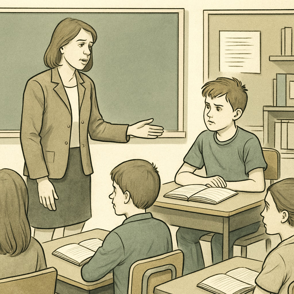 Teacher addressing a disruptive student in a classroom.