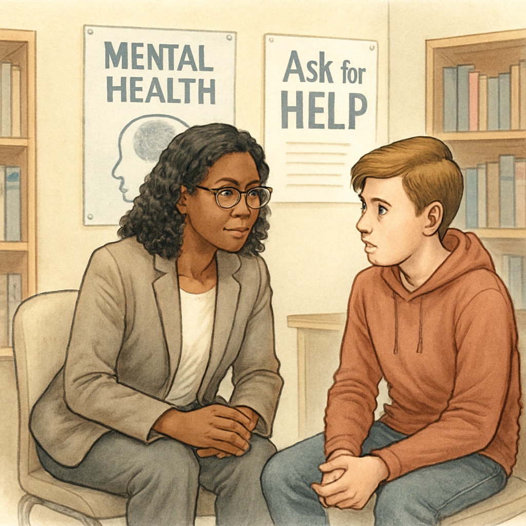 School counselor helping a student with behavioral challenges.