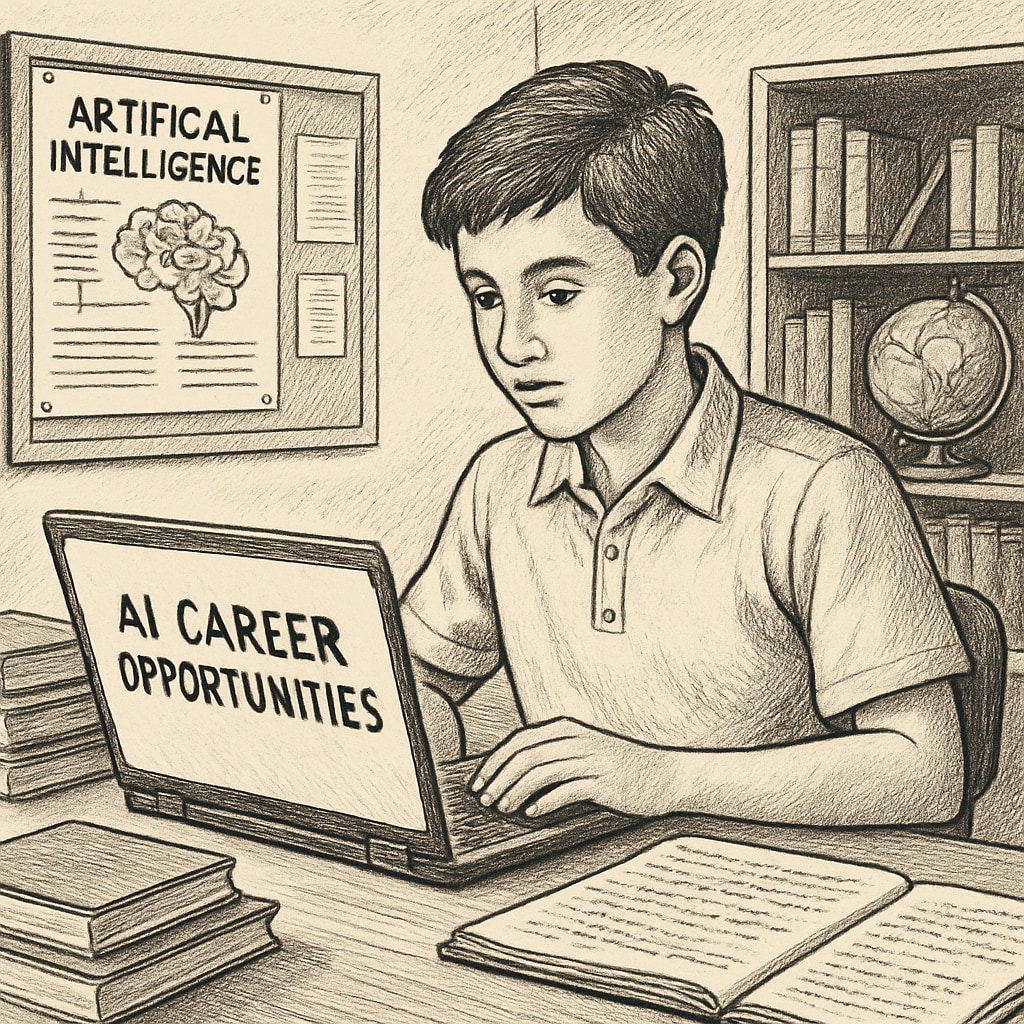 High school student researching AI career opportunities