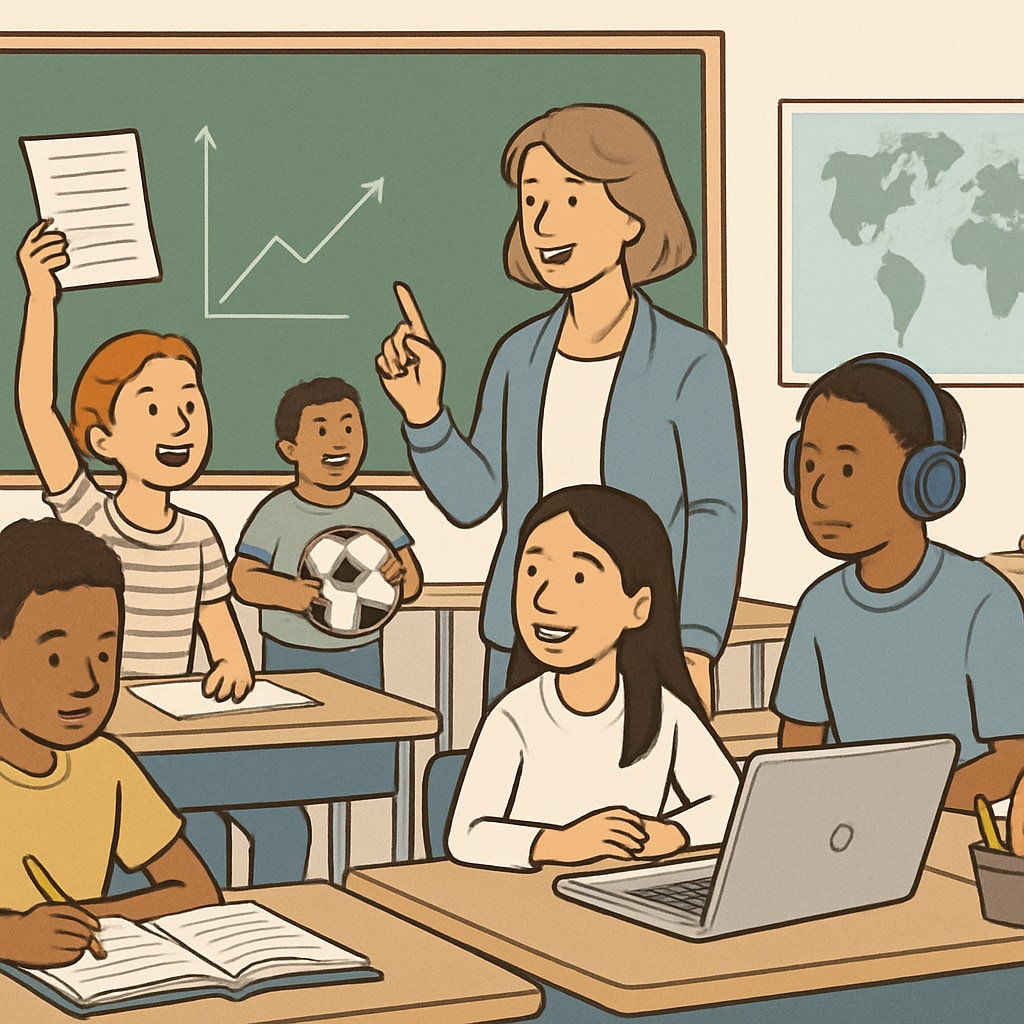Students in a classroom engaged in diverse activities, showcasing inclusivity and varied talents.