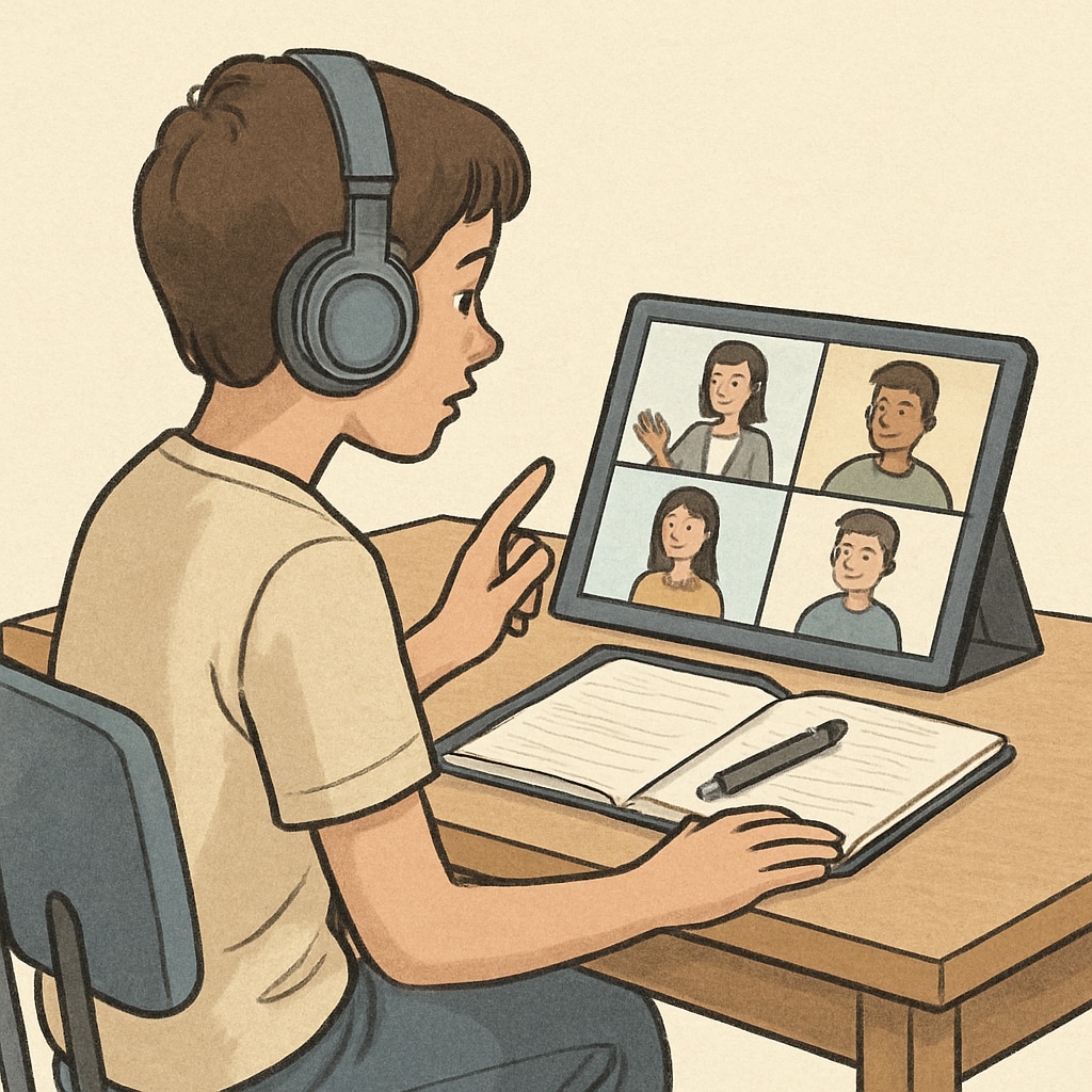 A student engaged in an online learning session through Khan World School and ASU's partnership.