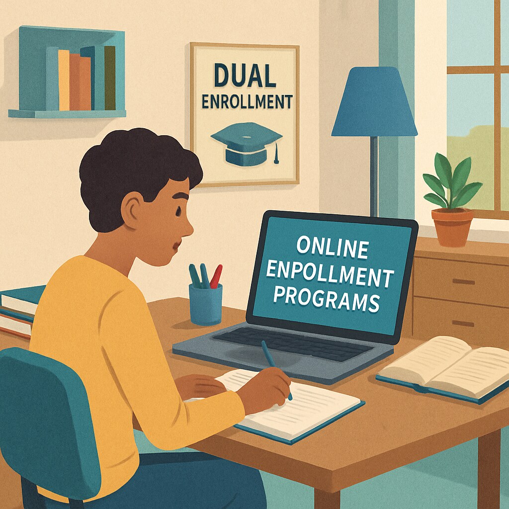 Student studying online for Khan World School and ASU dual enrollment.