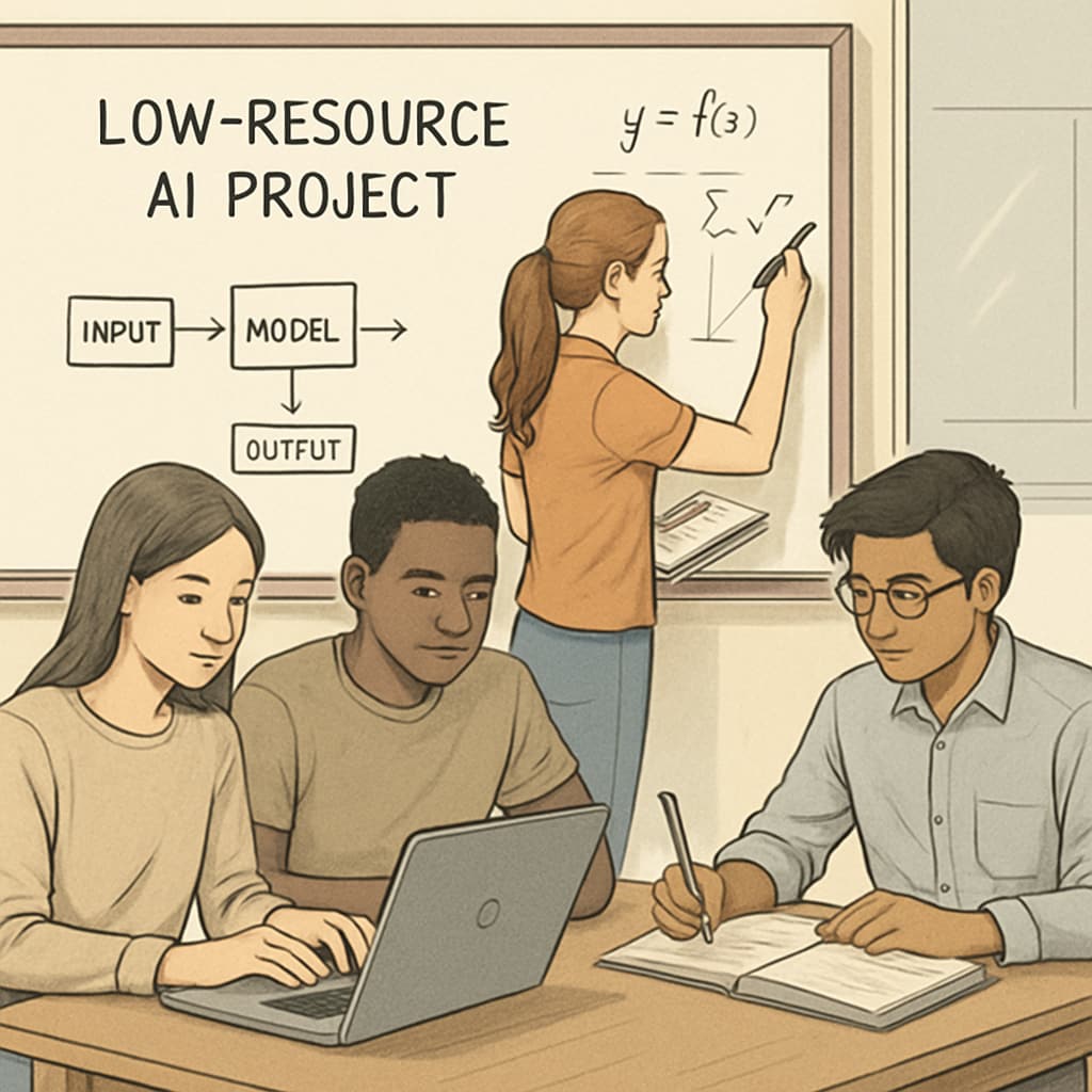 Students working together on a low-resource AI project.