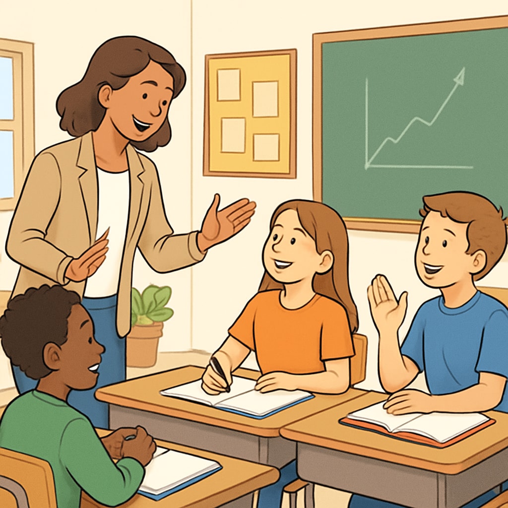 Teacher fostering a growth mindset in students by encouraging effort rather than labeling them as geniuses.