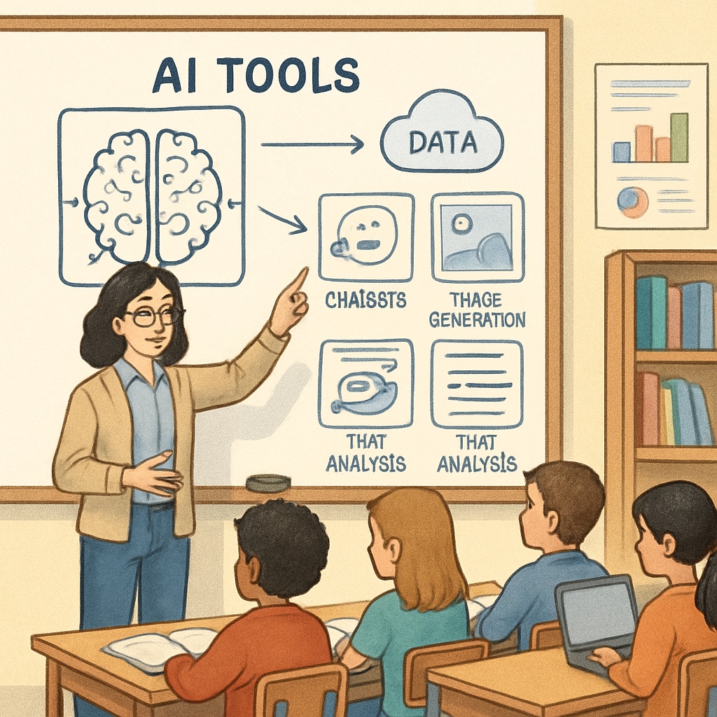 A teacher explaining AI tools to students, focusing on how to critically evaluate content.