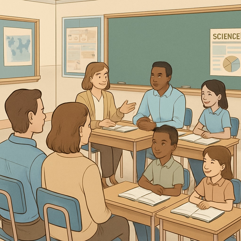 Observing teachers and students in a public elementary school classroom.