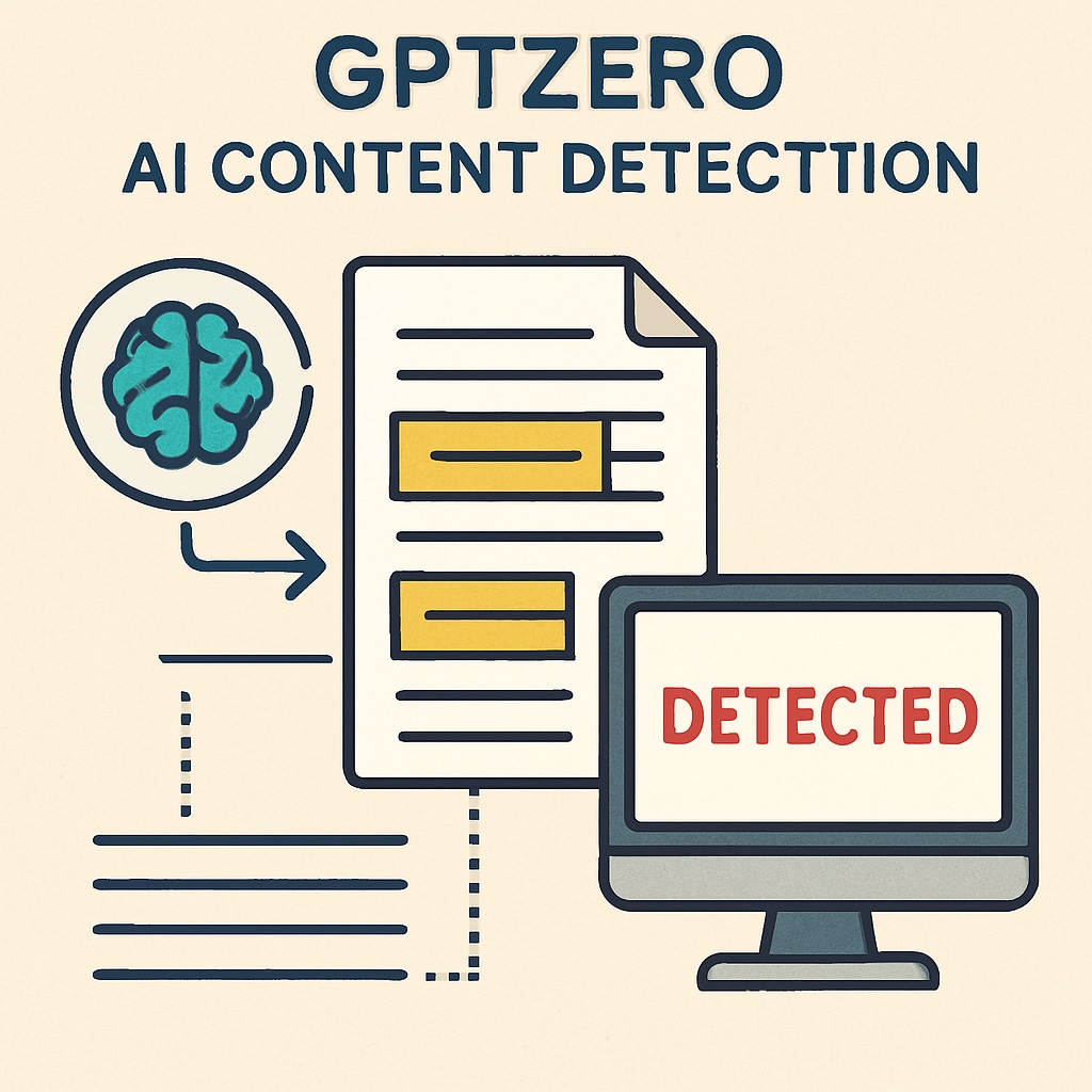 A visual representation of GPTZero's AI content detection process, highlighting flagged sections in a text document. GPTZero AI content detection feature identifying flagged text for review.
