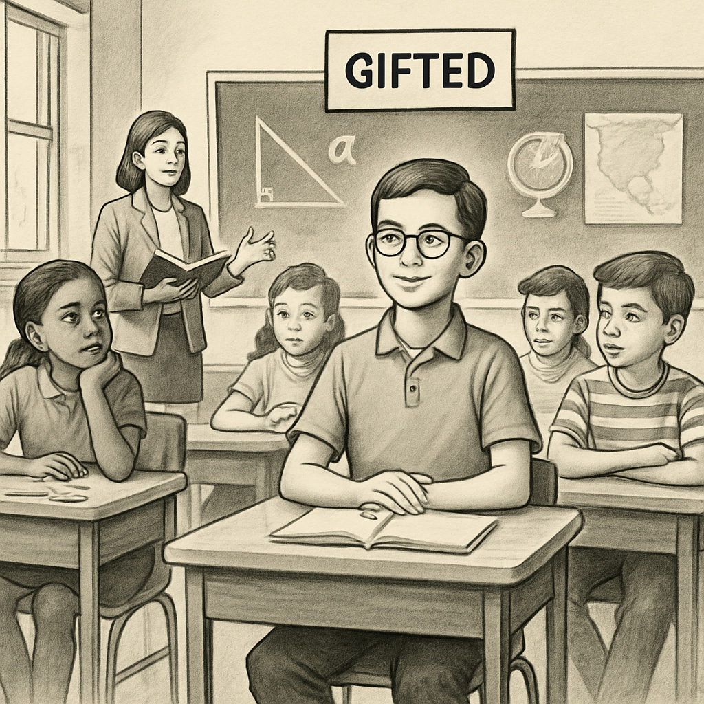 A classroom scene with a highlighted 