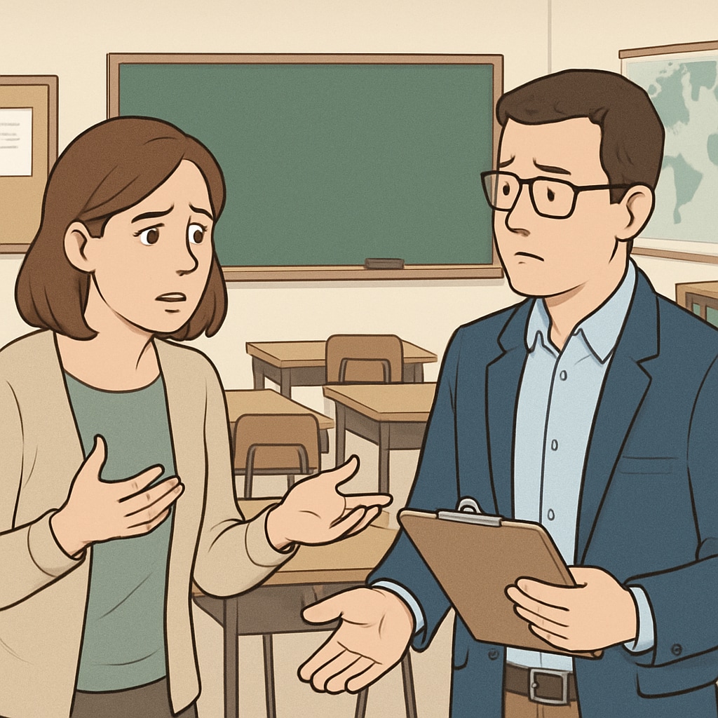 Teacher discussing curriculum issues with an unqualified academic supervisor.