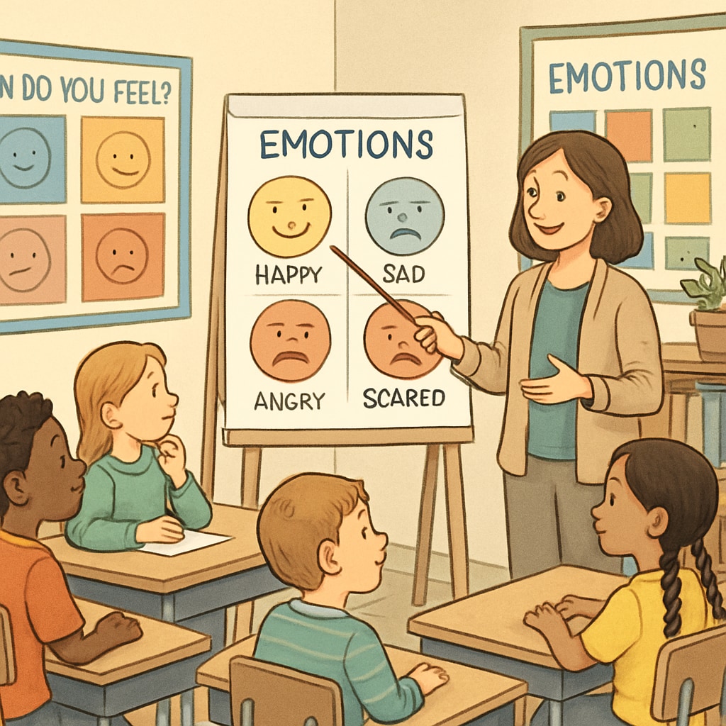 Emotional education in a classroom setting with children and teacher