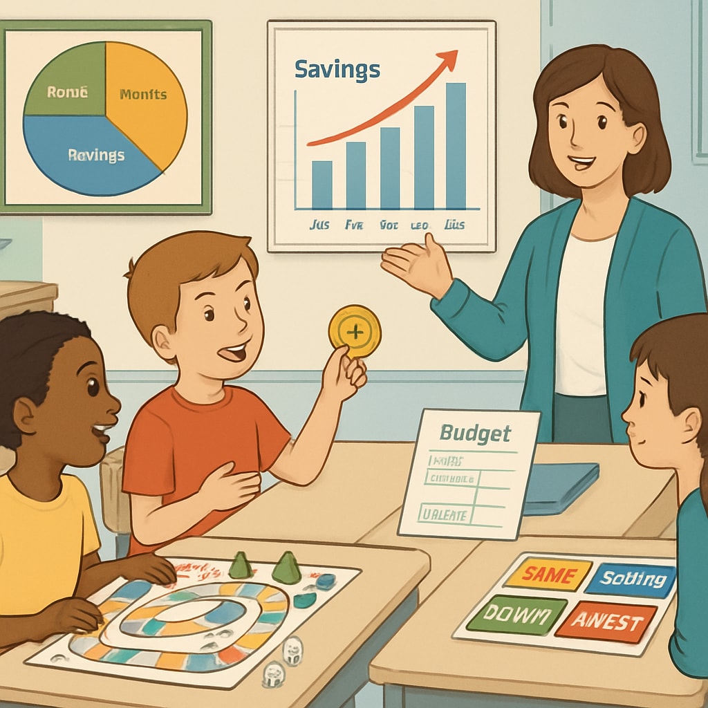 Financial education taught in a school classroom