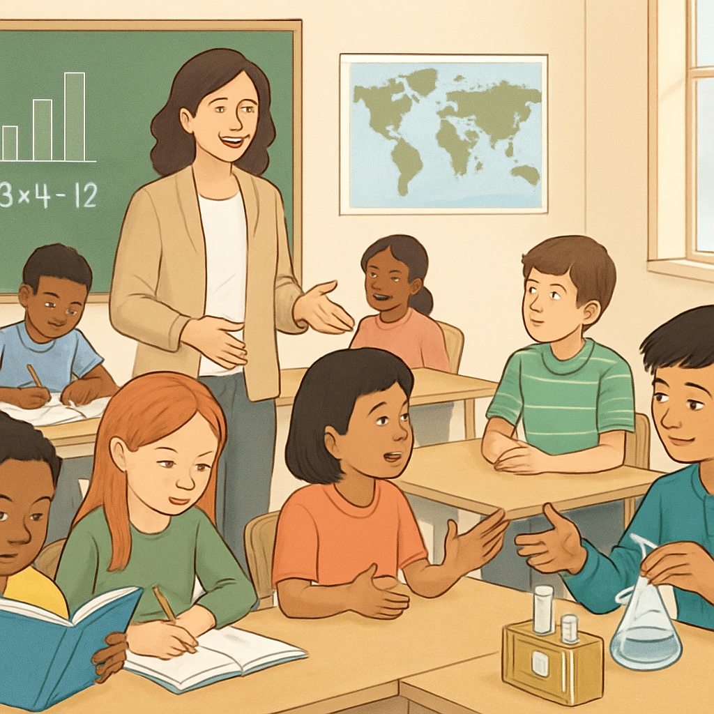 A diverse classroom with students engaged in various learning activities, illustrating the limitations of traditional assessment systems. Students in a classroom highlighting the issues with traditional assessment systems.