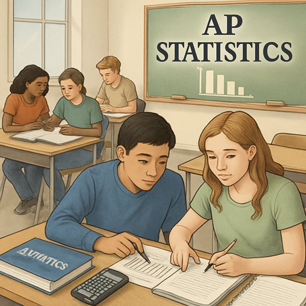 Students solving statistical problems in class