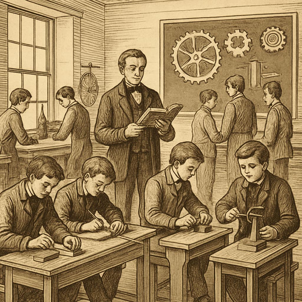 19th-century classroom showing industrial influence on education.