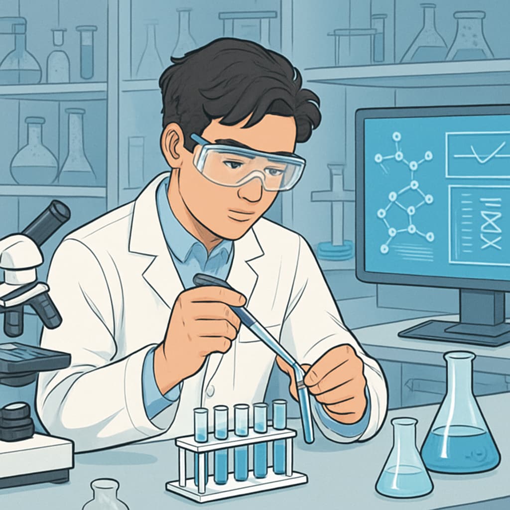 Bioengineering student conducting experiments in a lab
