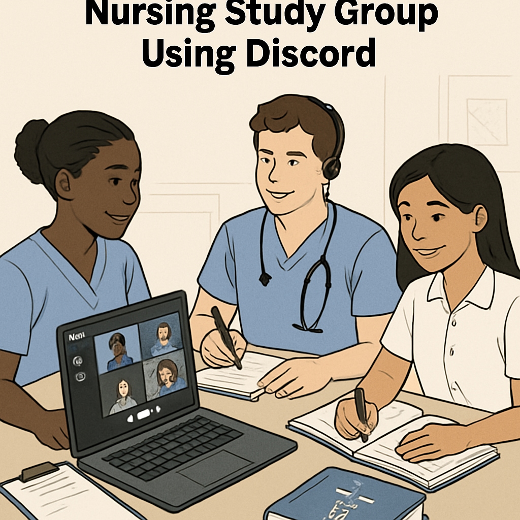 Nursing students using Discord’s voice and video features for real-time discussions.
