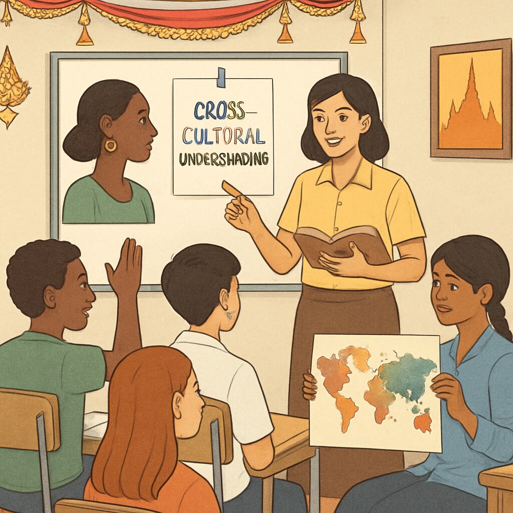 Educator conducting a cultural workshop for students in Thailand.