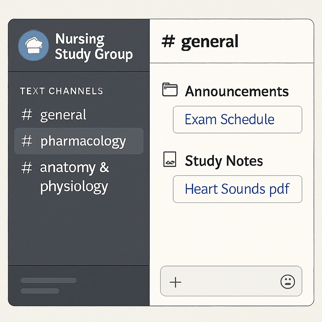 Nursing students collaborating via Discord study group channels.