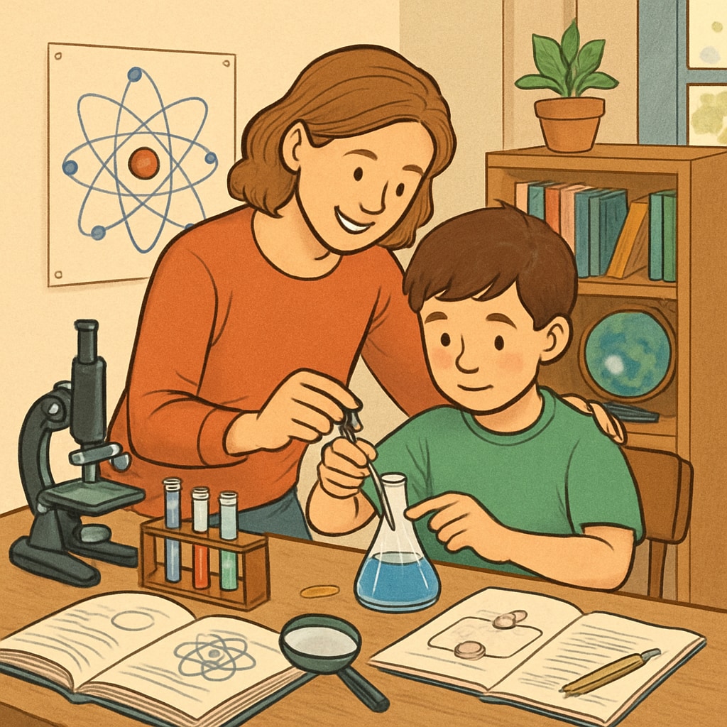 Parent and child conducting a science experiment for gifted education.