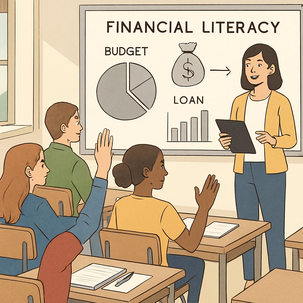 Students attending a financial literacy workshop to learn budgeting and loans.