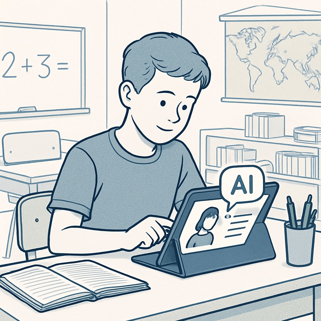 Student using AI-based personalized learning tool for independent study