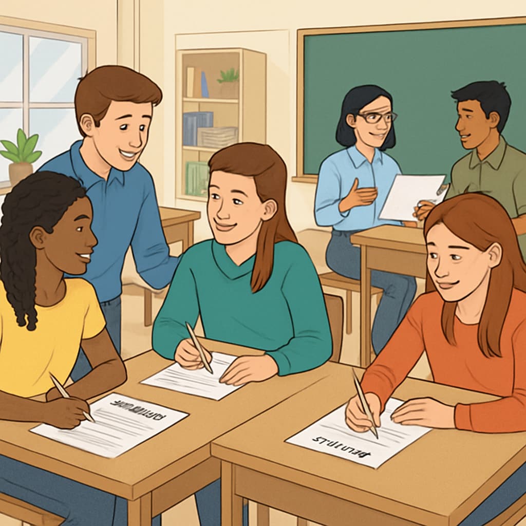 Diverse students working on resumes, inspired by Canadian education principles