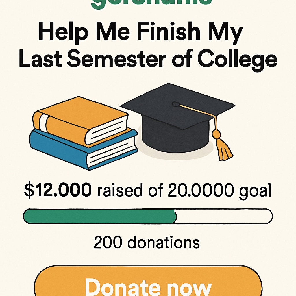 GoFundMe campaign for university tuition assistance.