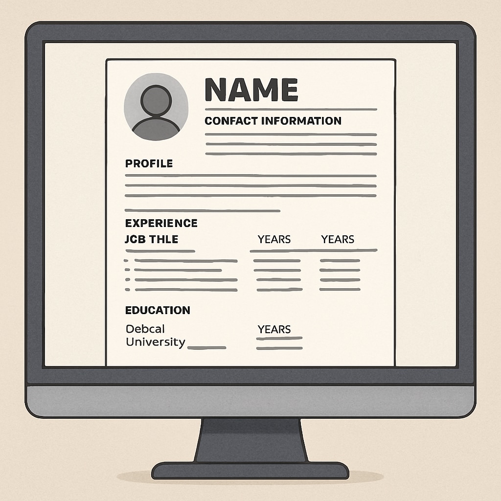 Canadian resume template displayed on a computer screen