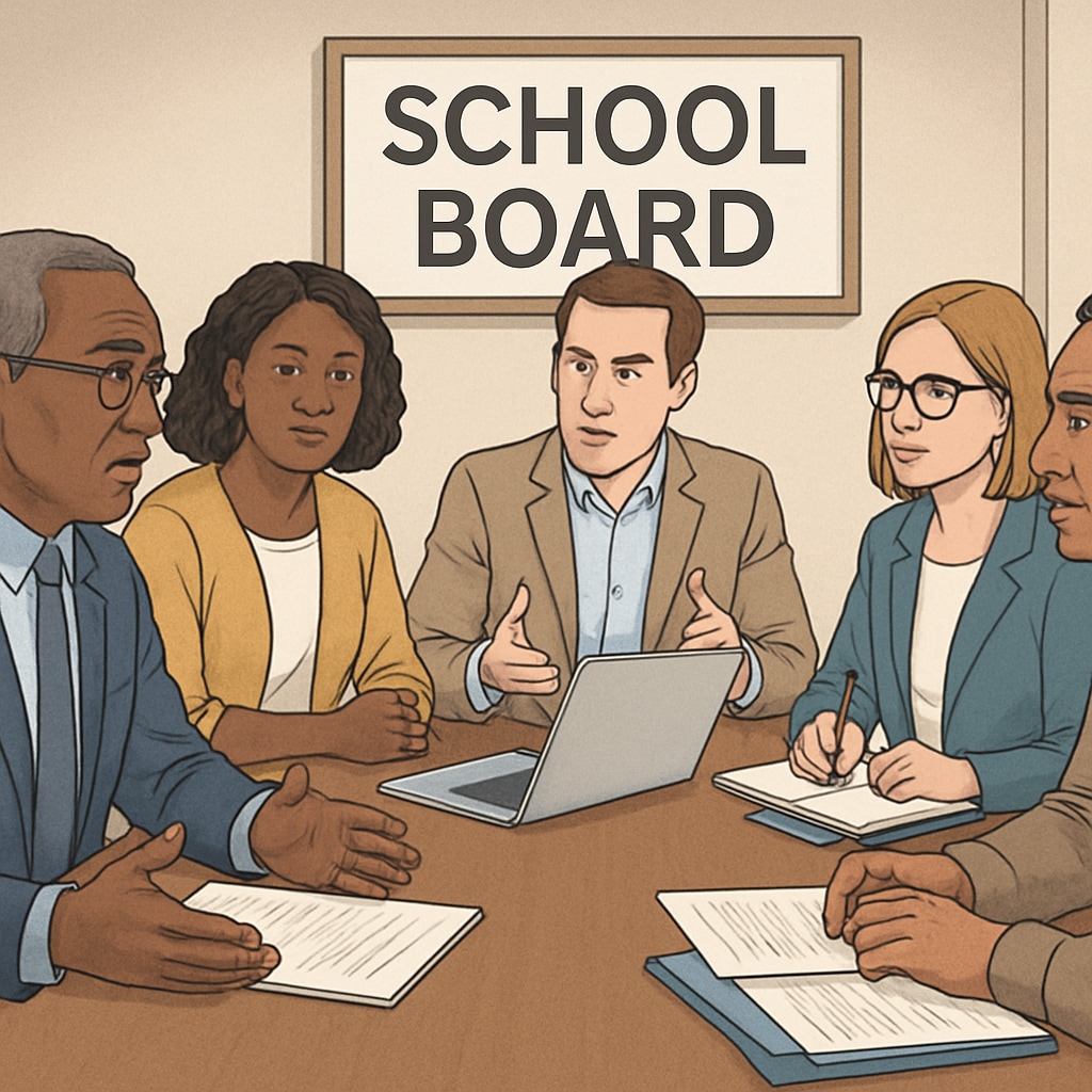 School board members discussing policies and governance.