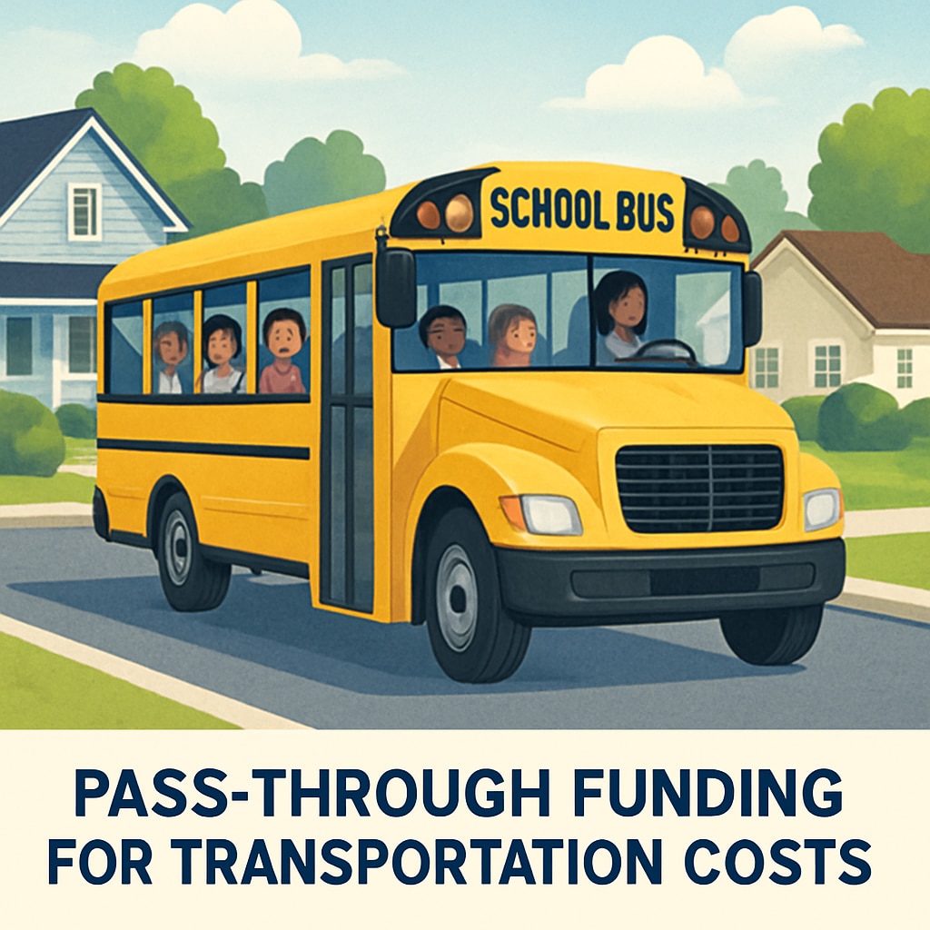 School bus illustrating pass-through funding for transportation costs.