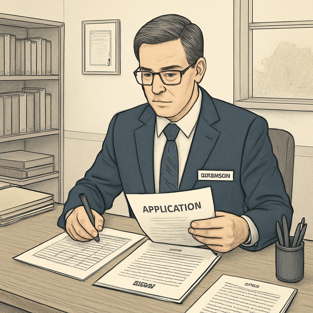 Admissions officer evaluating transcripts for Harvard admissions.