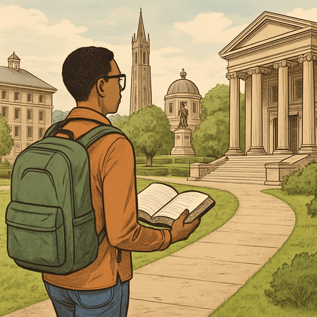 Foundation year abroad represented by a student on campus.