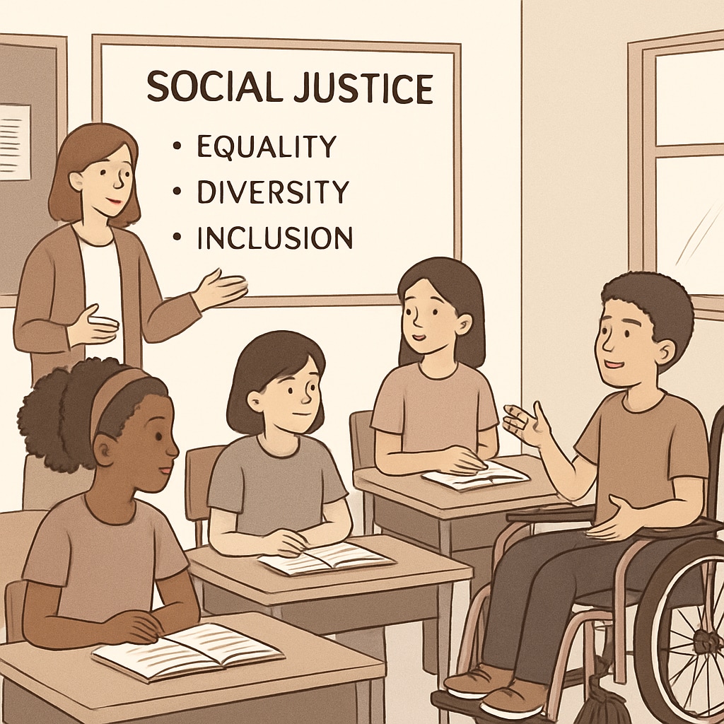 A classroom of diverse students discussing social justice topics, highlighting the theme of wokeness in schools. Students discussing wokeness in schools during a classroom activity.