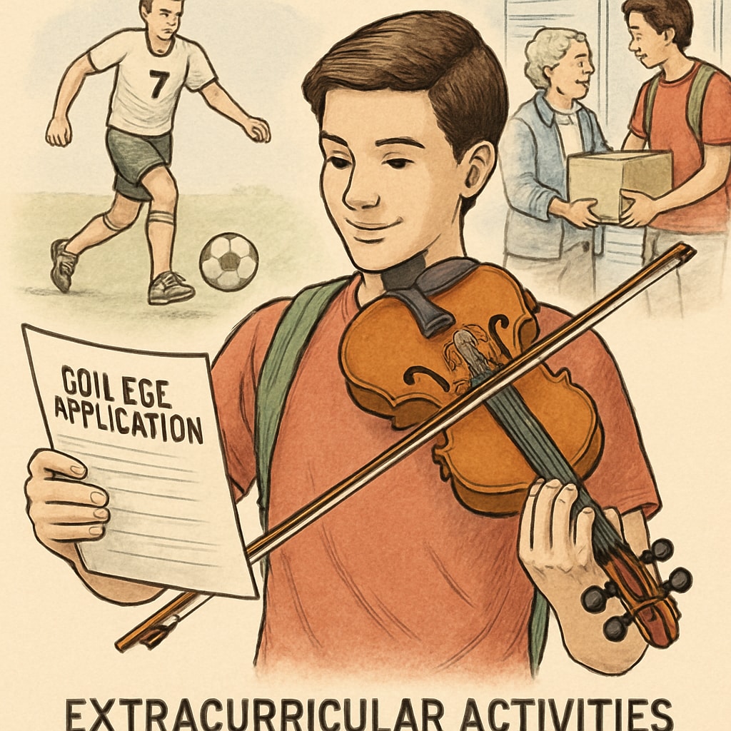 Student engaged in extracurricular activities for college applications