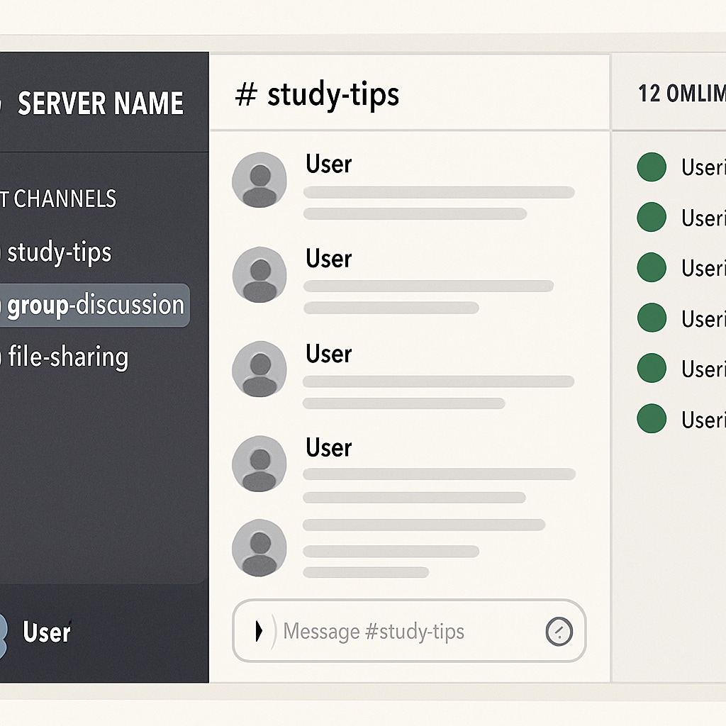 Discord server screenshot showcasing educational collaboration channels.
