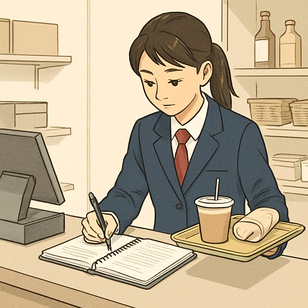 A high school student working part-time while balancing schoolwork.