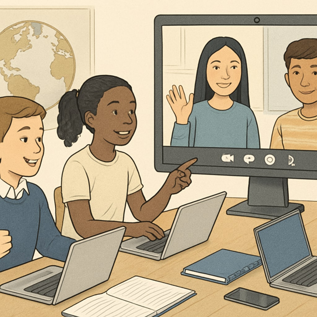 Students in Mali collaborating online to learn global financial concepts.
